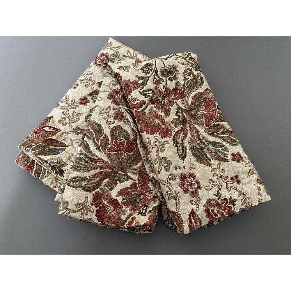 Waterford Jacquard Fine Dinner Napkins Gold With Red Floral Large 20 X 20